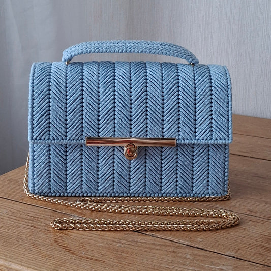 Sky Blue Macrame Purse