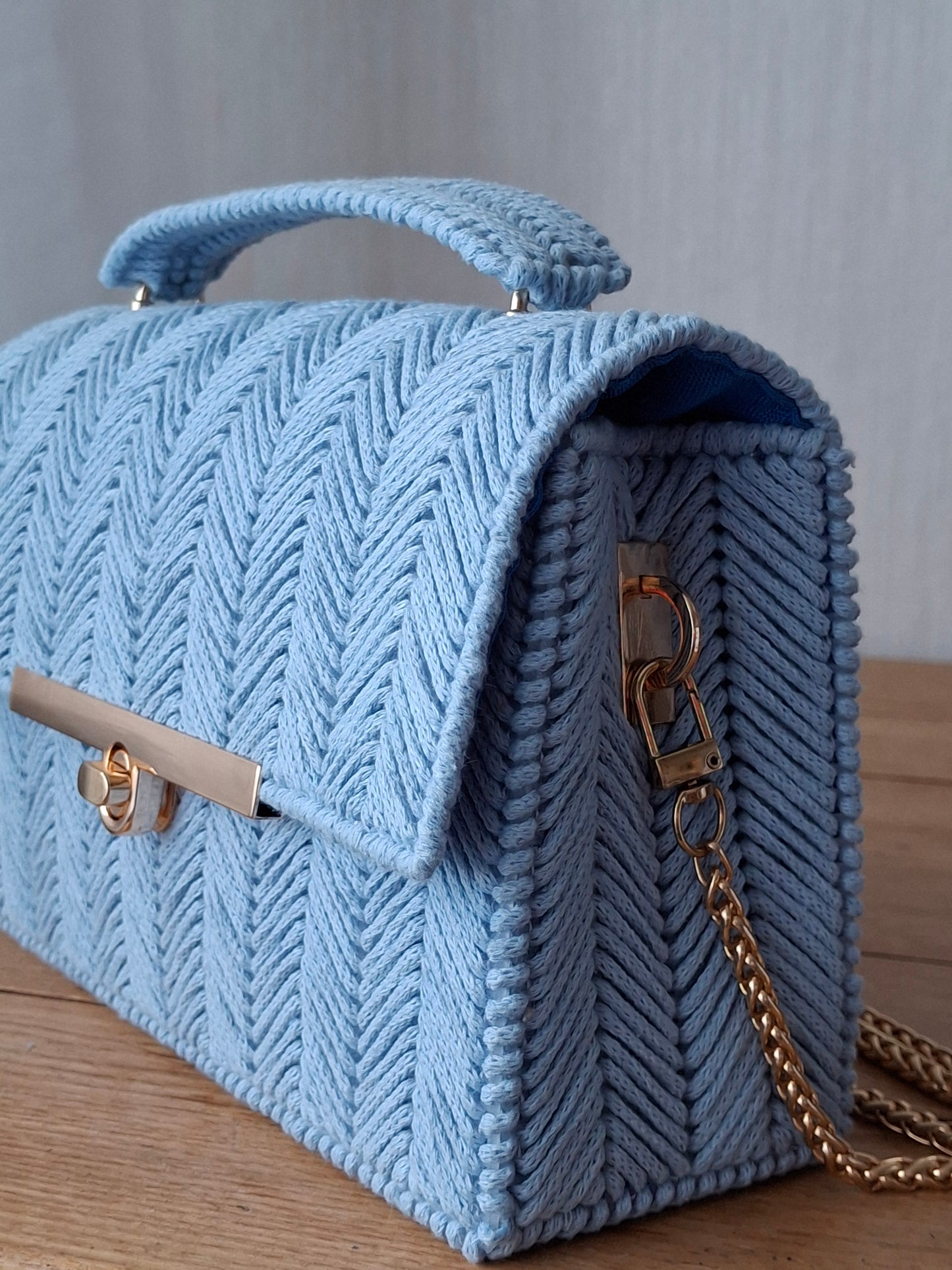 Sky Blue Macrame Purse